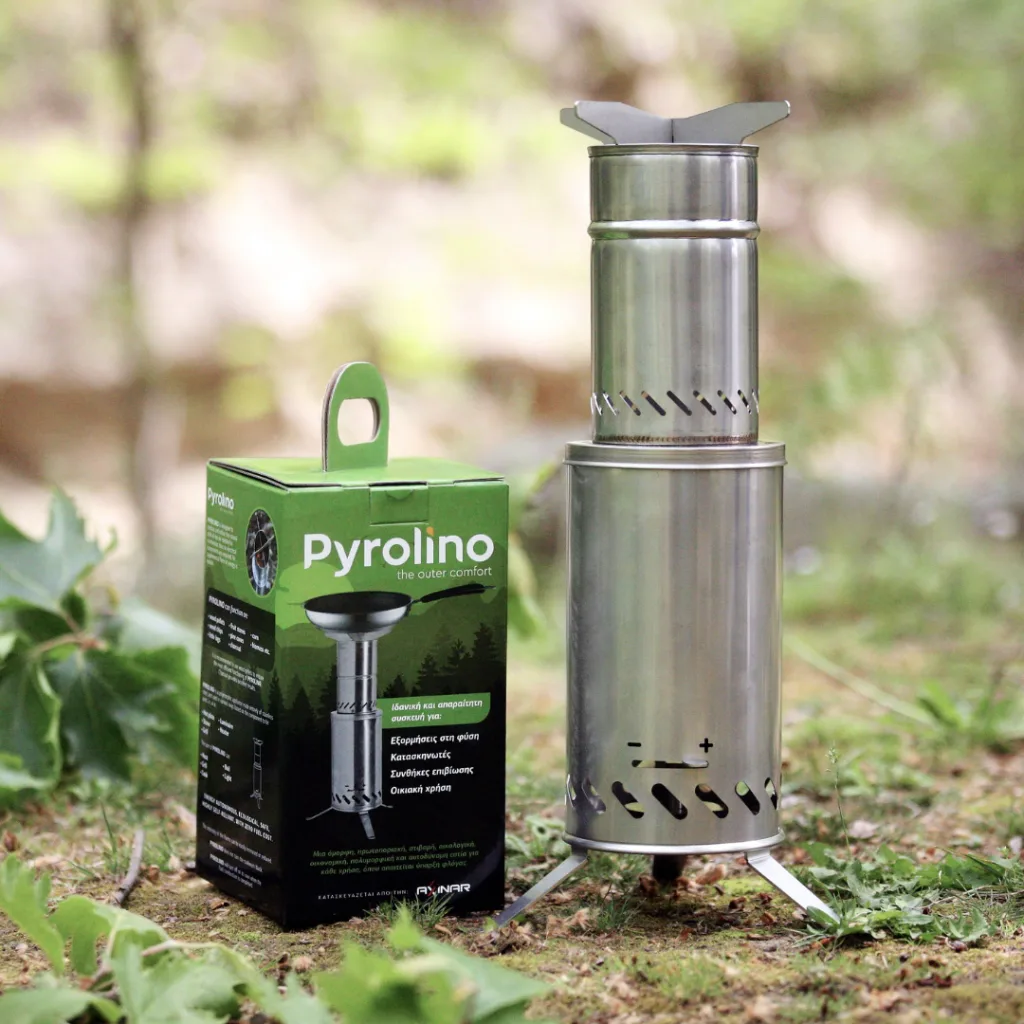 Axinar Pyrolino Camping – Φορητή Σόμπα Ξύλου & Pellet με Τριτογενή Καύση