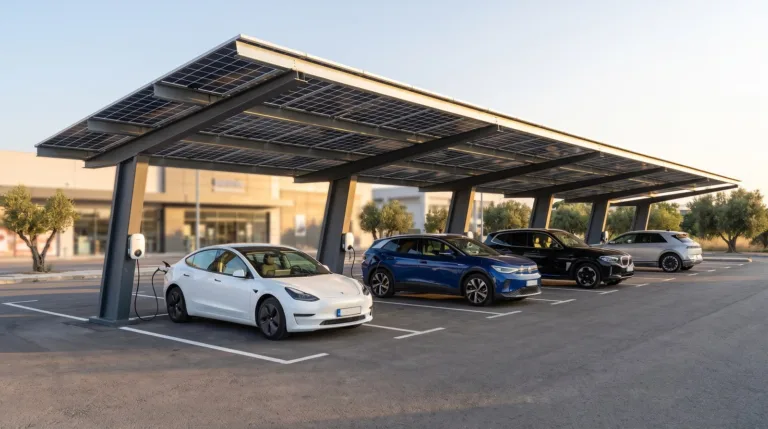 Solar Carport με EV Φορτιστή: Στέγαστρο + Φόρτιση Ηλεκτρικού Αυτοκινήτου