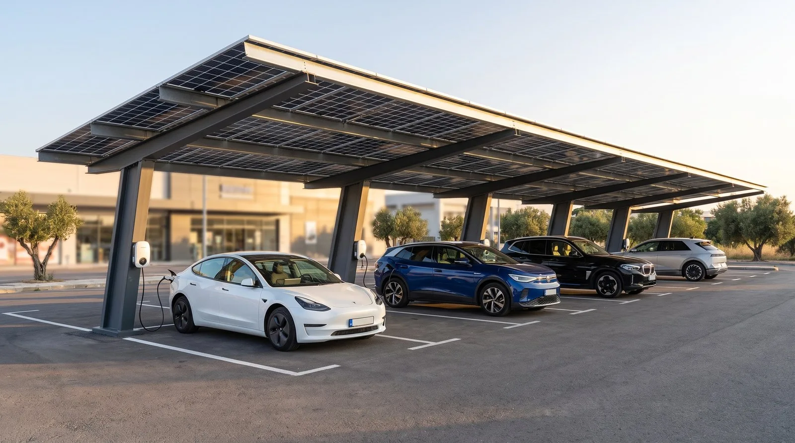 Solar Carport Axinar vehicle canopy with photovoltaic panels