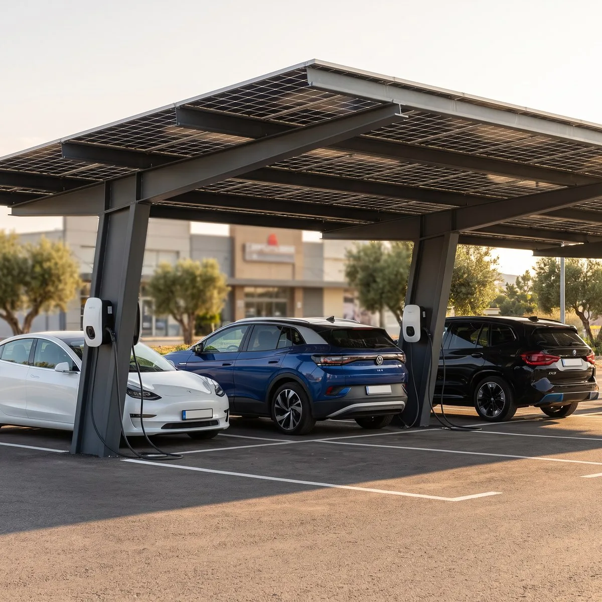 Solar carport with integrated photovoltaic panels - Axinar carport system